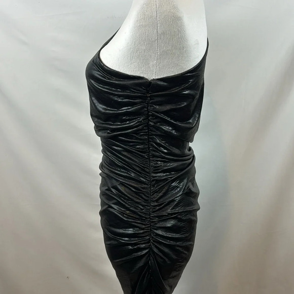 Lulu's It's Your Night Black Metallic one Shoulder Ruched Bodycon Dress Size M - Picture 8 of 12